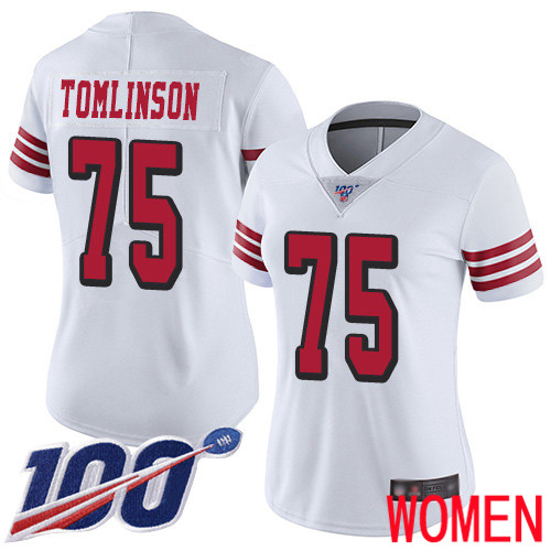 San Francisco 49ers Limited White Women Laken Tomlinson NFL Jersey #75 100th Season Vapor Untouchable Rush->youth nfl jersey->Youth Jersey